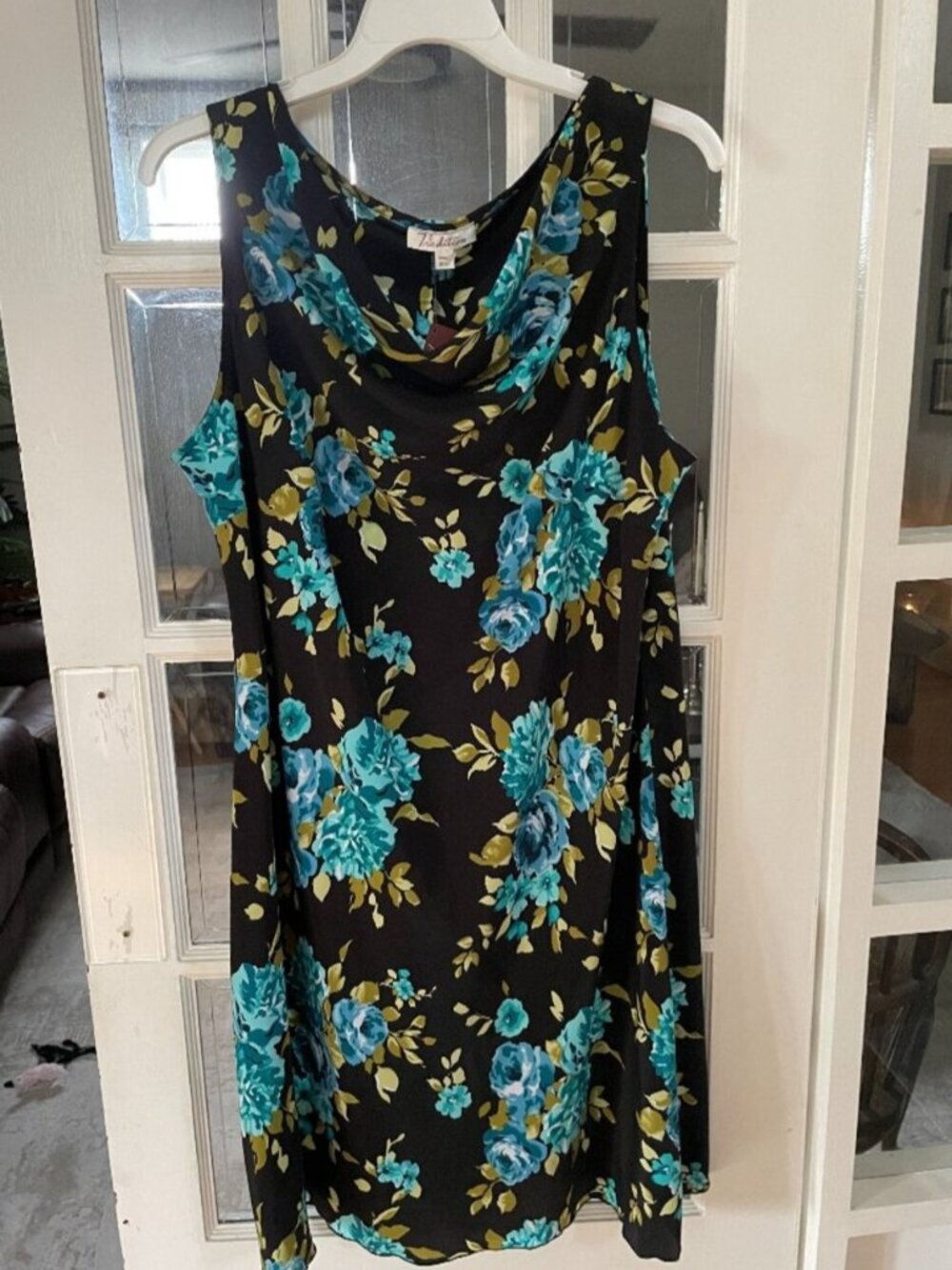 Tradition Size 20W Vintage 90s Floral Sheath Dress NWT Black Teal Rose Print